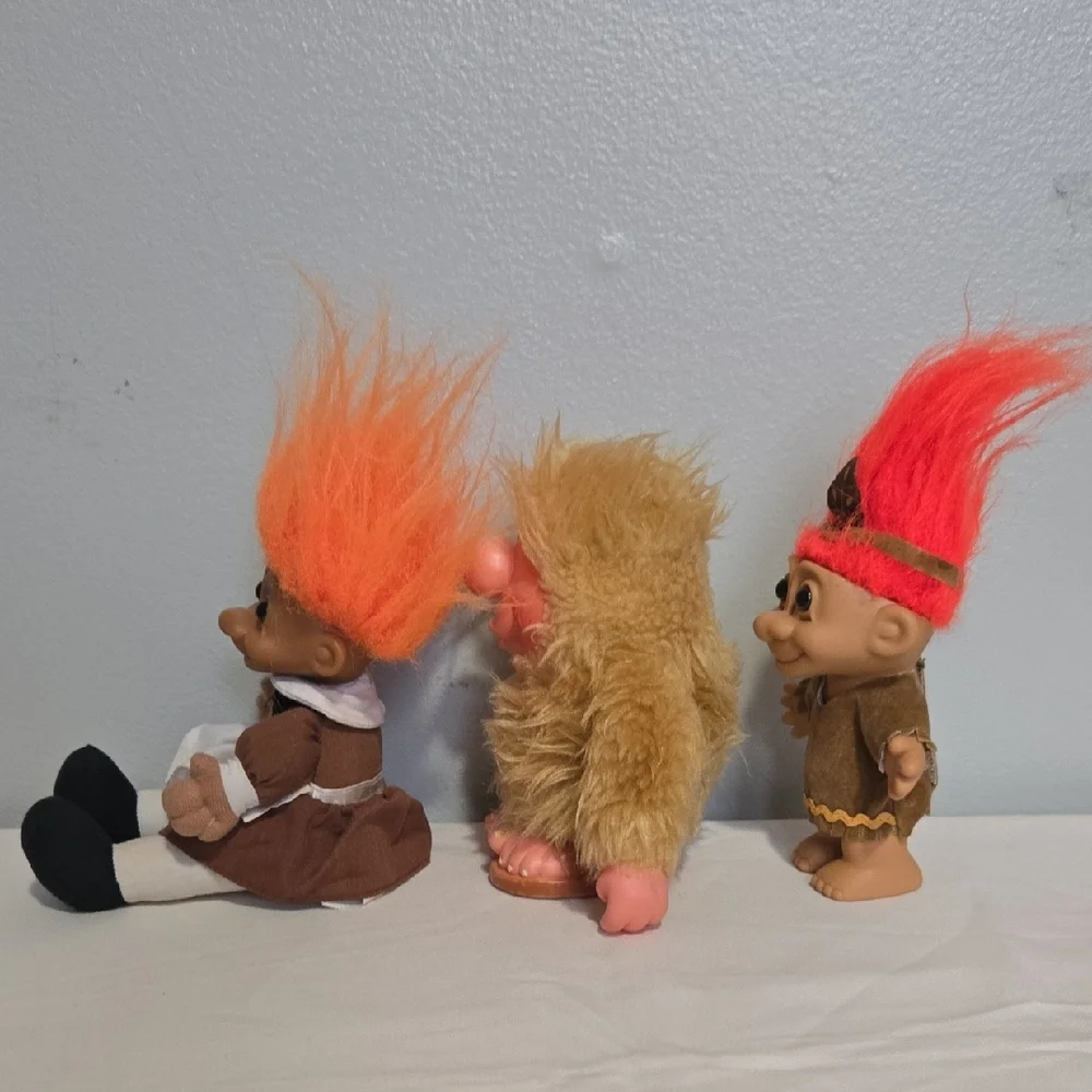 Russ Orange and Brown Troll Dolls Set with Unique Outfits